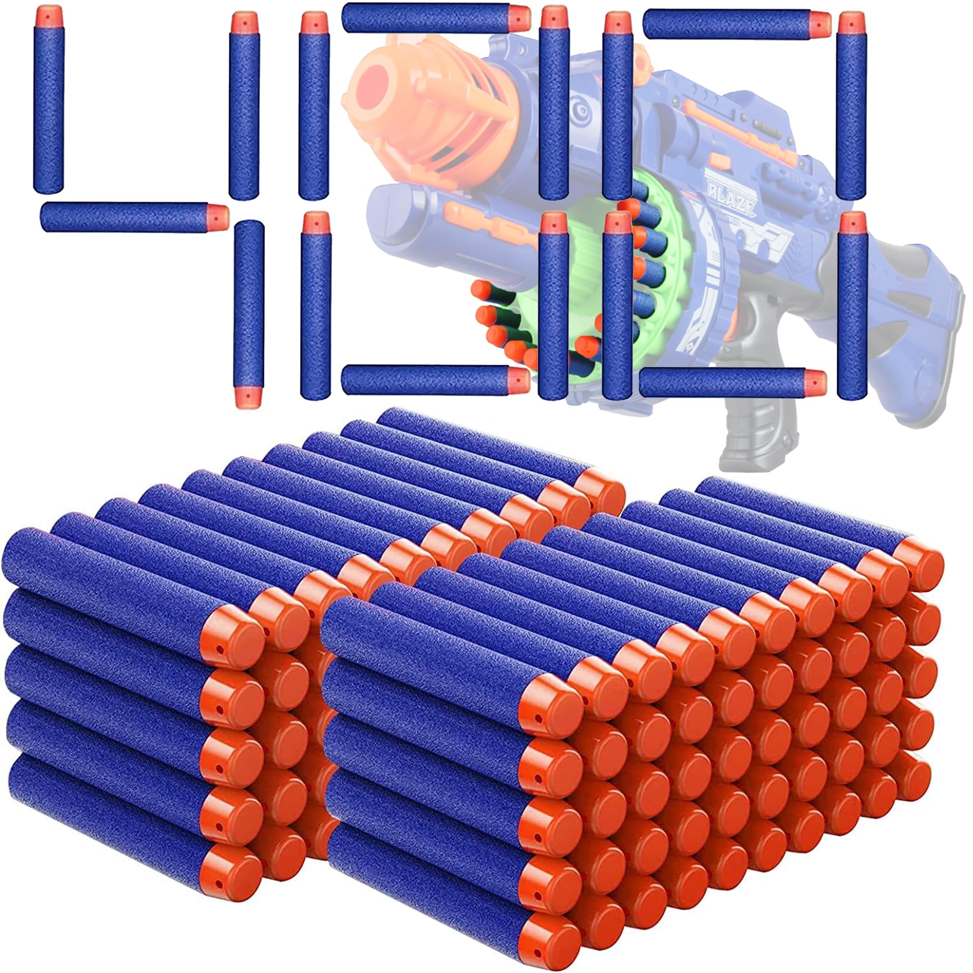 XFLYP 400 PCS Refill Foam Darts for Nerf N, 7.2cm Bullets for Strike Elite 2.0 Series Compatible with All Elite Blasters, Soft Bullet Toy Gun Ammunition Accessories for Target Practice, Blue