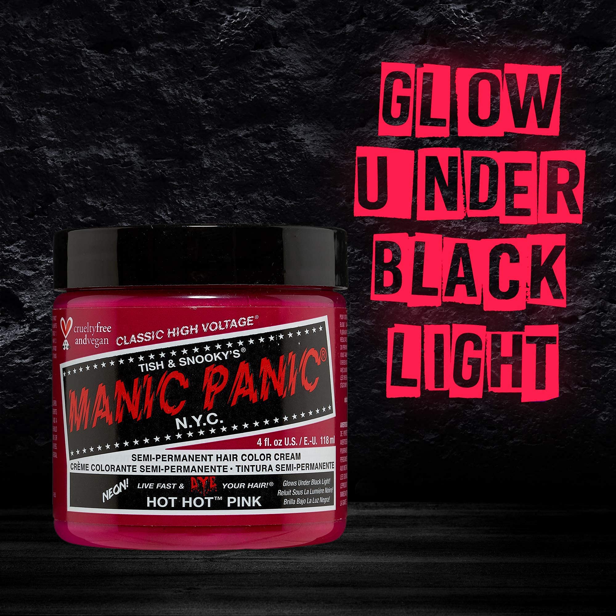 MANIC PANIC Classic Hot Hot Pink Semi Permanent Hair Color - Neon Pink Hair Dye for Women & Men That Lasts 4-6 Weeks - Vegan, Ammonia & Cruelty-Free - Create & Mix Custom Shades (4oz / 3pk)