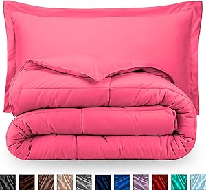 Bare Home Kids Comforter Set - Twin/Twin Extra Long - Goose Down Alternative - Ultra-Soft - Premium 1800 Series - Hypoallergenic - All Season Breathable Warmth (Twin/Twin XL, Pink)