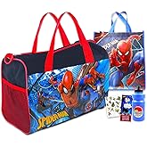 Spiderman Travel Bags for Kids - Bundle with Spiderman Duffle Bag, Spidey Bag, Water Bottle, Stickers, More | Spiderman Bag Set