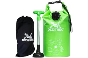 Dezitrek One Hand Wash Bag and Plunger Set - Off Grid Washing Machine Non Electric for Camping Travel | Eco Friendly Portable Manual Clothes