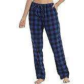 Flannel Pajama Pants Women with Pockets & Drawstring Comfy Plaid Lounge Pants Casual Stretch Cotton Sleepwear Bottoms Soft Pj