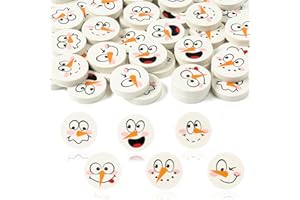 Yopyame 60PCS Winter Snowman Face Mini Erasers for Kids Bulk Assorted Novelty Pencil Eraser Cute Puzzle Erasers Desk Pet Classroom Prizes Student Homework Rewards Gift Filling Winter Party Favors