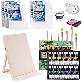 LEYEDZ Acrylic Paint Set for Kids & Adults, 41 PCS Paint Kit, Art Painting Supplies Kit with 24 Acrylic Paints, 8 Paint Brushes, 5 Canvas Panels