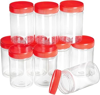 Amazon.de: 10 Vorratsdosen mit Schraubdeckel rot Kunststoff 200ml VBS