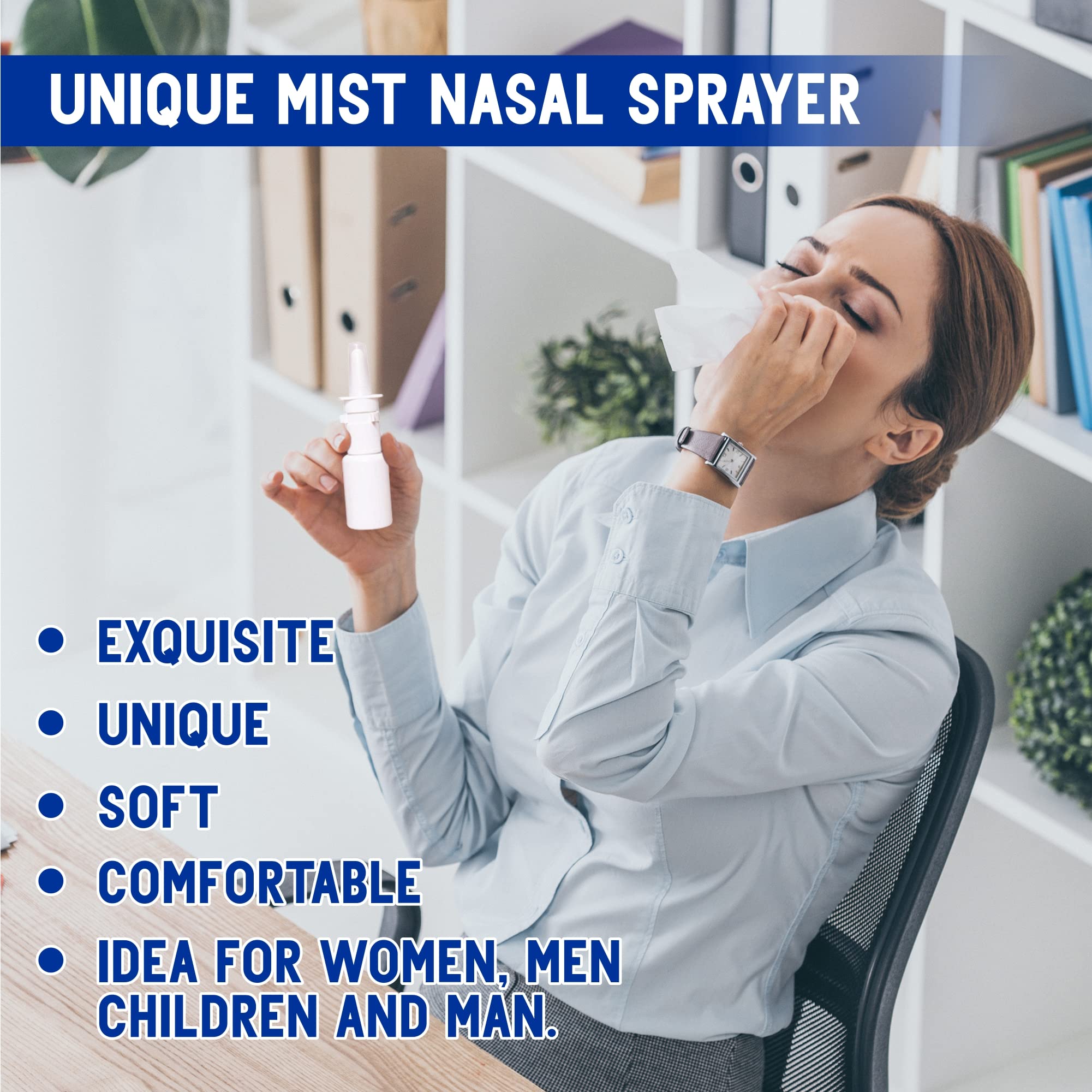 Jully 3-Pack 20ML Unique Mist Nasal Sprayer - Empty Refillable Pump Sprayer for Nose, Medical, Home Remedy, Saline. Improved Modern Design, Sturdy HDPE Plastic, Easy to Use Dosage Mechanism