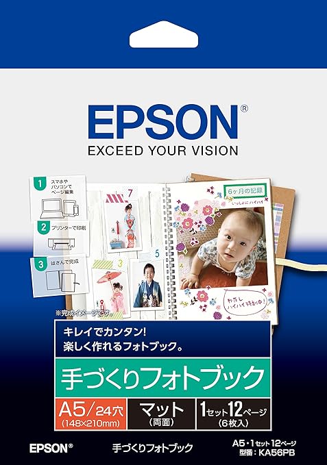 Amazon Epsonフォトブック用紙 Ka56pb A5サイズ 6枚 リング付き 文房具 オフィス用品 文房具 オフィス用品