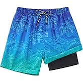 Cozople Boys Swim Trunks Compression Liner Swim Shorts Quick Dry Bathing Suit with Boxer Brief Swimwear 2-20T