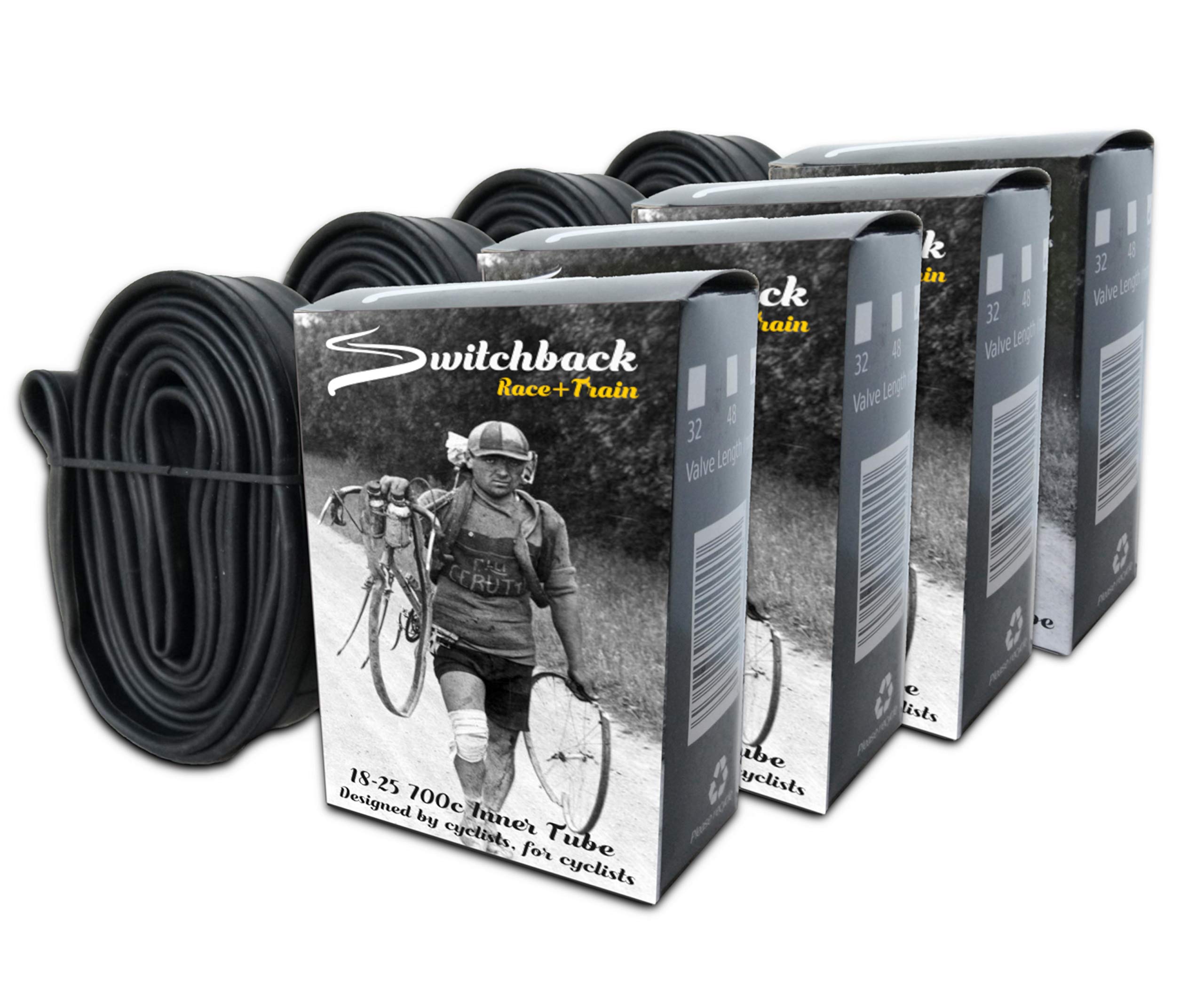 Switchback 4 Pack | Inner tube 700c 18-25c | Road, TT, cyclocross bikes | Presta valve 48mm