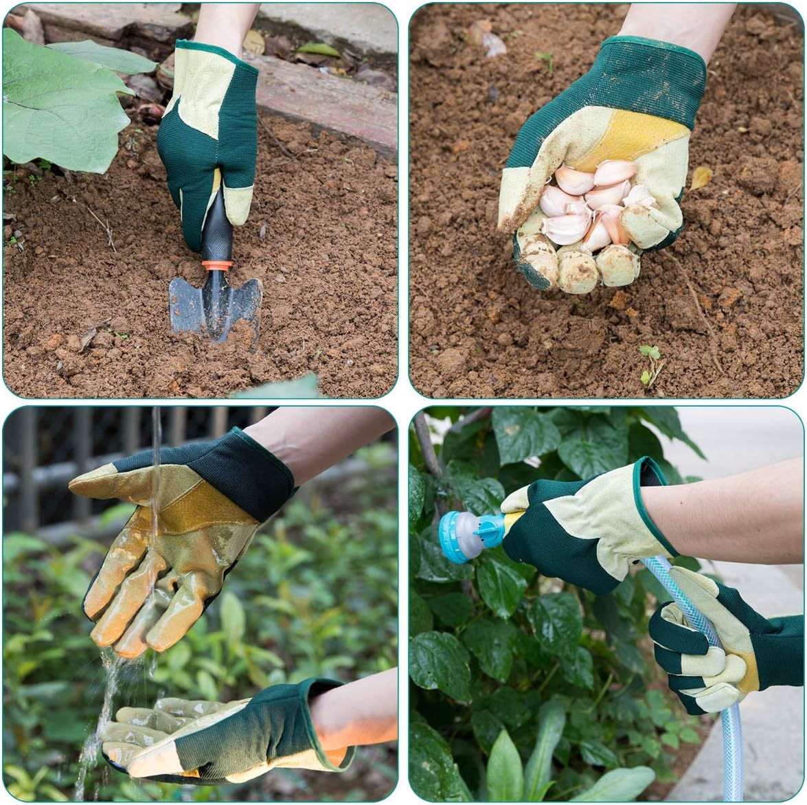 Navaris Suede Gardening Gloves M Pair of Work Gloves for Men or Women