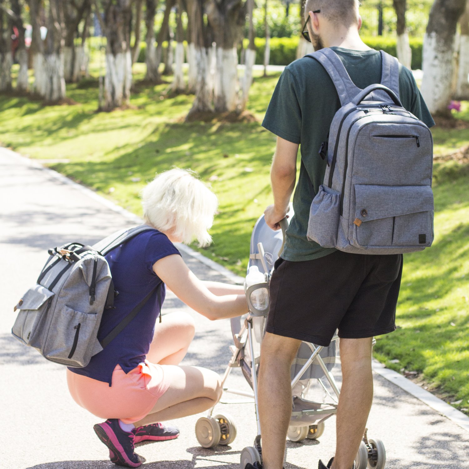 Utopia Alley Allcamp Diaper Bag, Capacity Support Any Baby Stroller With Changing Pad, Grey