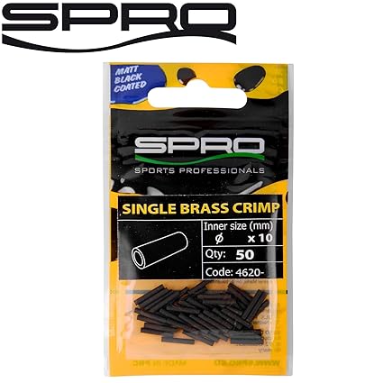 Spro Matt Black Single Brass Crimp - 50 Quetschhülsen für Stahlvorfächer, Klemmhülsen für Spinnvorfach Crimphülse für Stahlvo