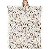 MIEPOS Cute Owl Throw Blanket,50x60in,Soft,Lightweight Flannel,Adorable Cartoon Bird and Branch Blankets - Gifts for Adult & Animal Lovers,for Couch Office Travel,Home Living Room Decor