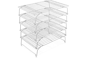 HaWare Cooling Rack, 5-Tier Stainless Steel Stackable Baking Cooking Racks for Cooling Roasting Grilling, Detachable & Collap