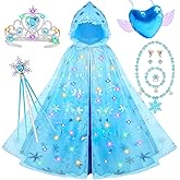VGOFUN Princess Dress Up for Girls,10 PCS Light Up Princess Cape Set Toddler Dress Up Clothes Princess Costume Toys with Light Up Tiara Wand Halloween Christmas Birthday Gift for 3,4,5,6,7,8 Years