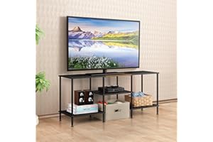 Luplom 50 Inch TV Stands for Living Room Black Entertainment Center with Storage for 50 43 40 32 Inch TV Console Table for Bedroom Office