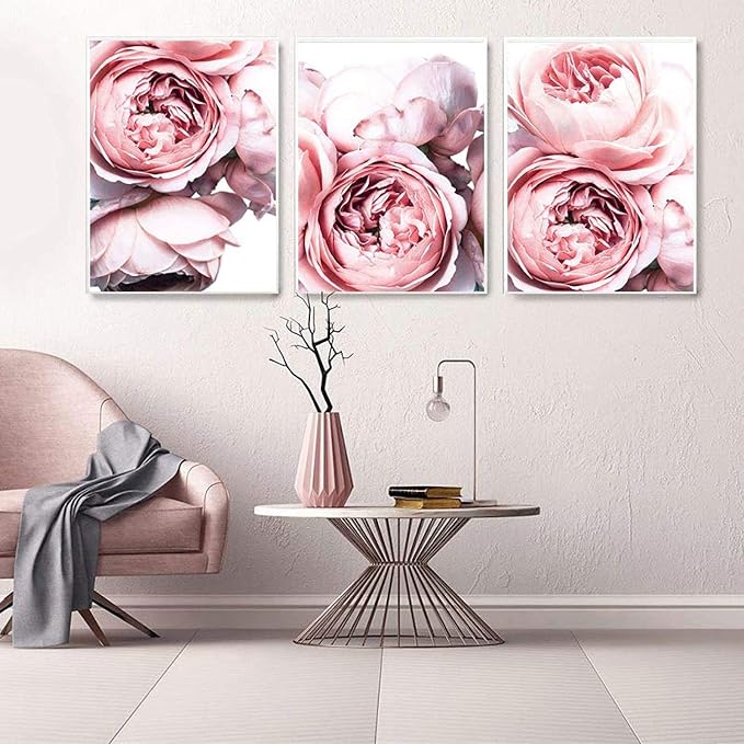 Affiche Murale Toile Fleur Pivoine Rose - 50x70cm Sans Cadre - Décoration Intérieure Moderne Nordique