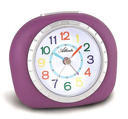 Atlanta Kinderwecker Lernuhr Lila Violett Mädchen Analog Ohne Ticken Licht Snooze -1966-8