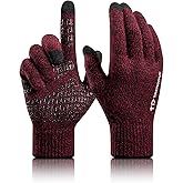TRENDOUX Merino Wool Winter Gloves for Men Women, Cold Weather Warm Touchscreen Unisex, Non-slip, Knit Elastic Cuff