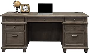 Martin Furniture Double Pad Desk, 68", Weathered Dove