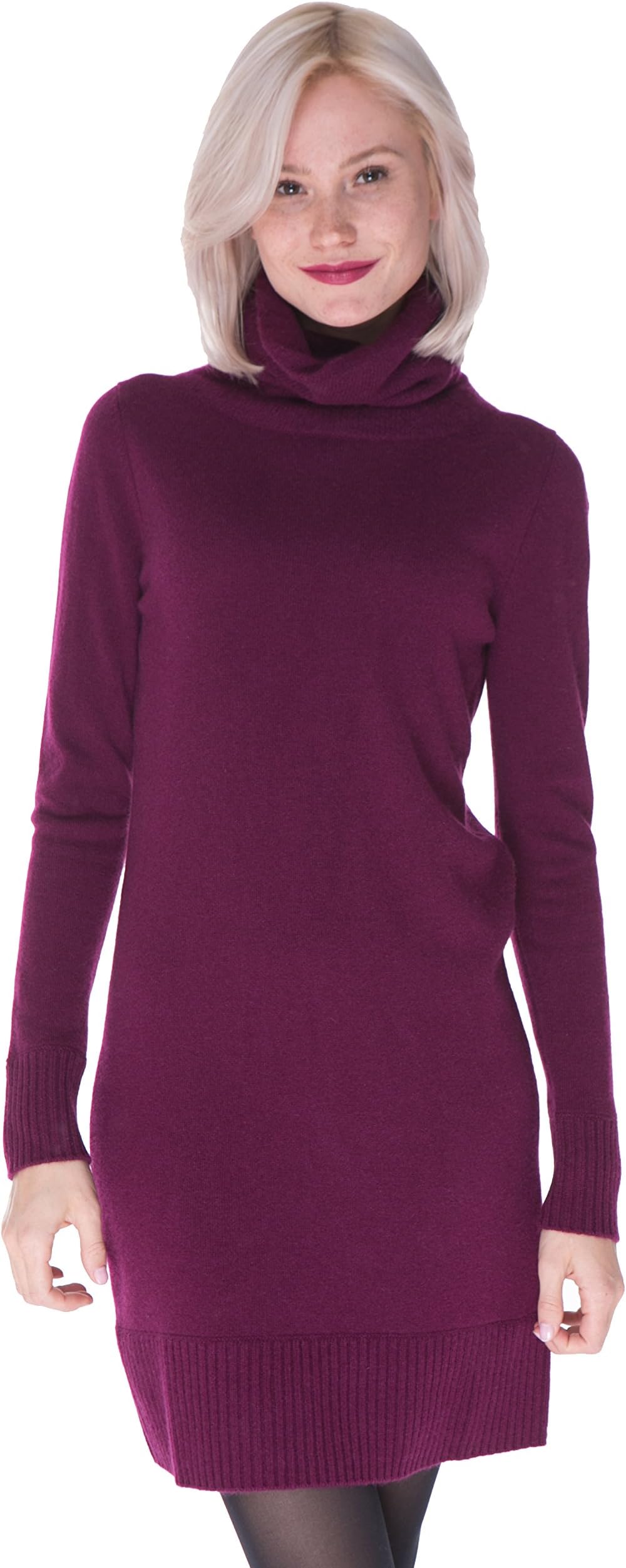 cashmere 4 U Women's 100% Cashmere Turtleneck Long Sleeve Dress
