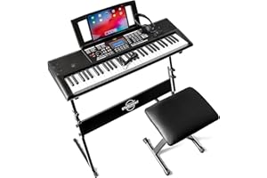Starument 61 Key Premium Electric Keyboard Piano for Beginners with Stand, Built-in Dual Speakers, Microphone, Headphone, Bench & Display Panel