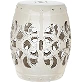 Safavieh Imperial Vine Ceramic Decorative Garden Stool, Cream
