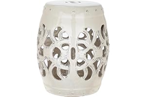 Safavieh Imperial Vine Ceramic Decorative Garden Stool, Cream