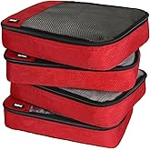 Packing Cubes for Travel Essentials,4 Set Packing Cubes for Suitcases,Lightweight Mesh Luggage Organizer Bag,Red