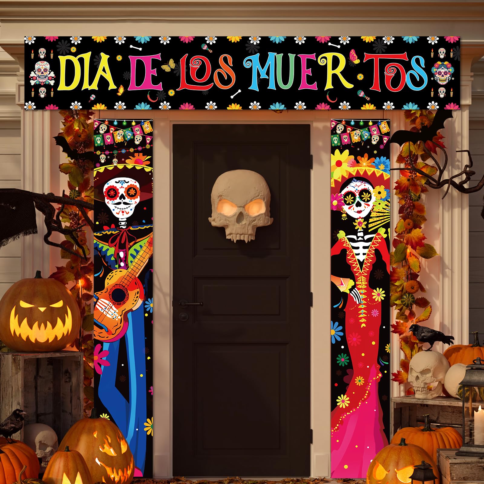 Day of the Dead Porch Banner Halloween Mexican Dia De Los Muertos ...