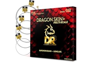DR Strings Bass Guitar Strings | DRAGON SKIN+ Coated Stainless Steel | DBSM5-45 | Superior Sound with Comfortable Feel & Long Life | 5 String Multi-Scale Medium 45-125 (DBSM5-45)