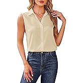 YAMANMAN Sleeveless Button Down Shirts Women Satin Blouse Basic Work Collared Tank Tops Elegant Summer Office Classic Shirt