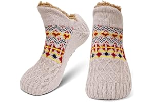 CaiDieNu Fuzzy Slipper Socks for Men Women with Grippers, House Slippers Winter Cozy Warm Thick Non-Slip Fuzzy Thermal Socks