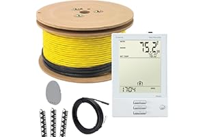 Floor Heating System, 3.7W 240V Electric Tile Radiant Floor Heating Cable with UDG-4999 Programmable Thermostat (28 Sq.Ft.)
