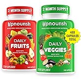 UpNourish Organic Fruits and Veggies Supplement - Support Diet Balance, Body Cleanse & Energy - 480 Fruits and Super Greens Capsules from Nature - Fruit and Vegetable Supplements for Adults & Kids