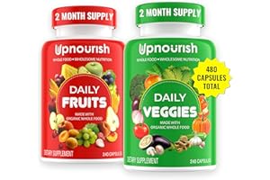 UpNourish Organic Fruits and Veggies Supplement - Support Diet Balance, Body Cleanse & Energy - 480 Fruits and Super Greens Capsules from Nature - Fruit and Vegetable Supplements for Adults & Kids