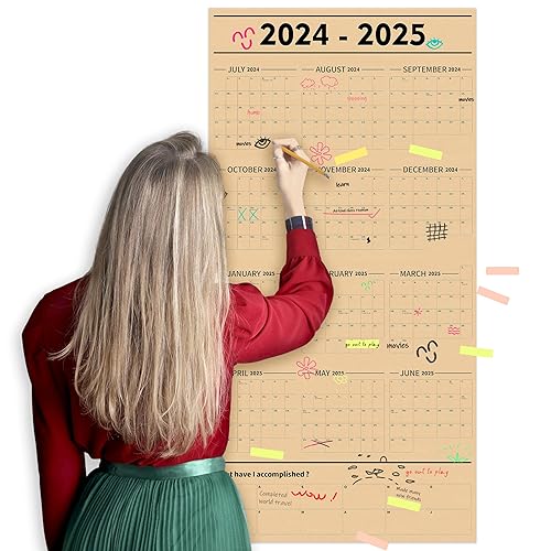 GuassLee Large Yearly Wall Calendar 2024-2025, Full Year Calendar One ...