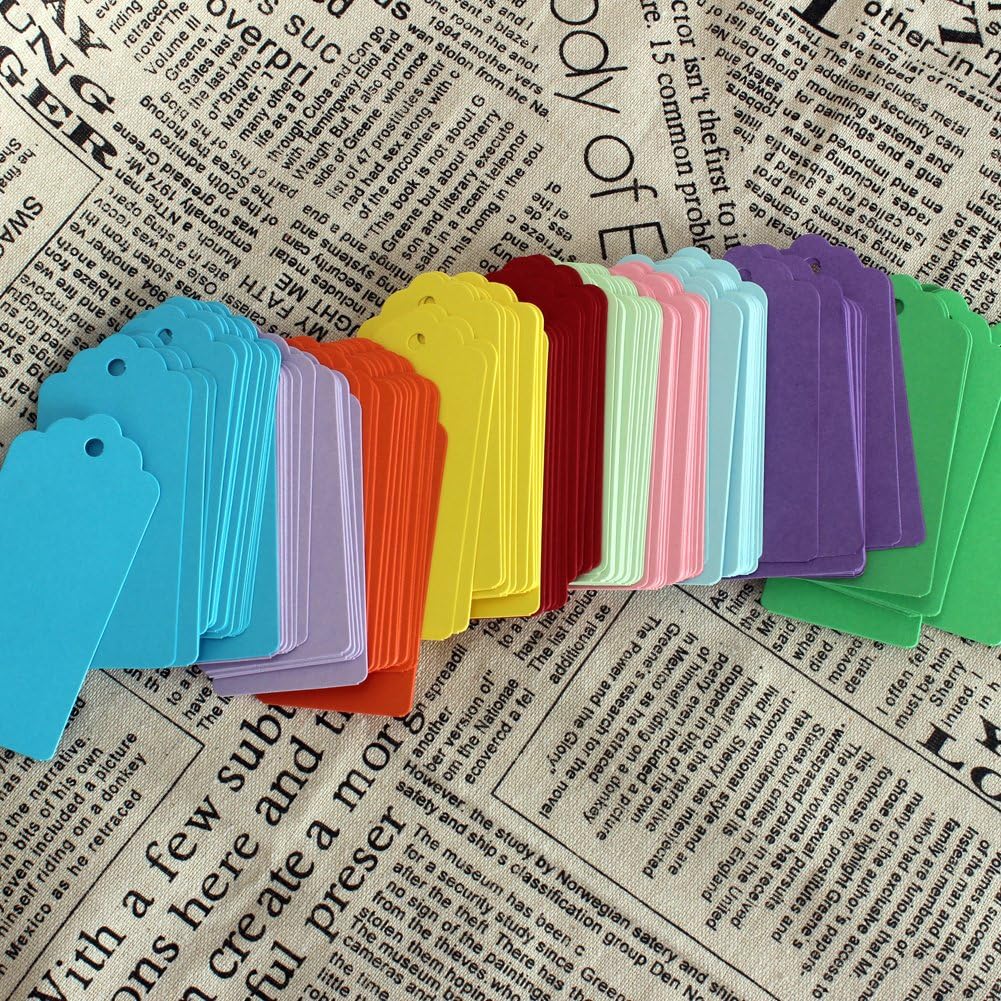 WARMBUY Color Paper Gift Tags with Natural Jute Twine, 200Pcs: Home & Kitchen