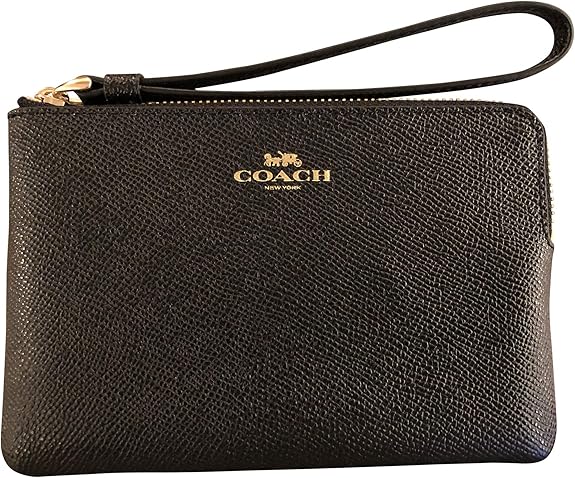 Coach Crossgrain Leather Corner Zip Wristlet, Black best women's wristlets
