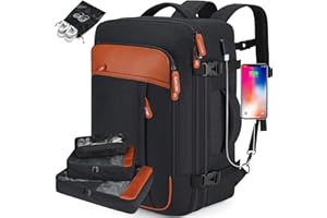 Lumesner Carry on Travel Backpacks, Extra Large 40L Flight Approved for Men & Women,Expandable Suitcase backpack (Black (Backpack With 4 Packing Cubes))