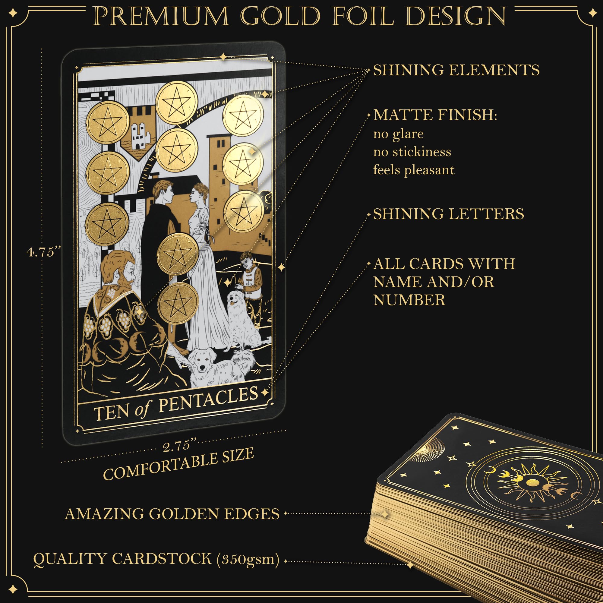 Mua Wyspell Classic Tarot Cards with Guide Book - 78 Gold Tarot Cards ...