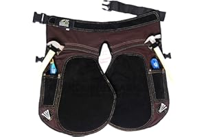 Equine Care Farrier Apron Chaps – 2mm Cowhide Suede Leather, 500 GSM Canvas, 23" Length, Adjustable Waist (28–52"), Ambidextrous Knife Pockets, Magnets & Loops – Horseshoeing & Hoof Trimming.