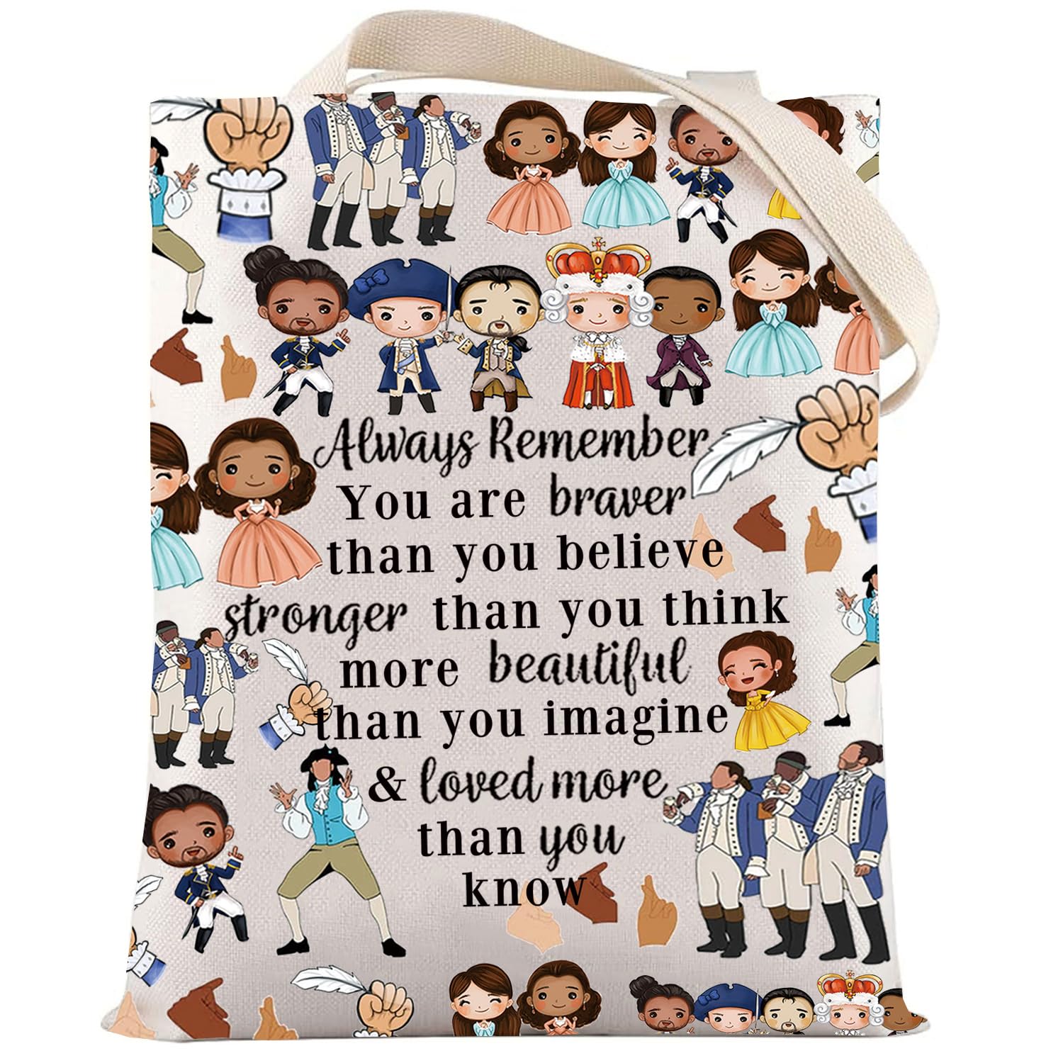 LEVLO Broadway Musical Cosmetic Bag Musicals Hamilton Gift You are Braver Stronger Smarter Than You Think Merch Broadway Tote