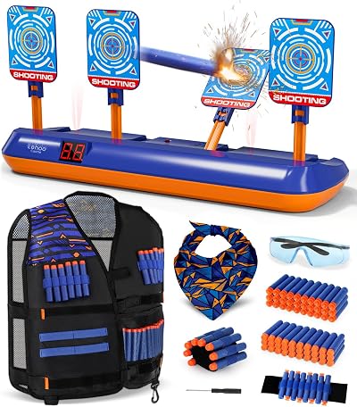 Lehoo Castle Nerf Target Electronic Target Set 60 Darts Vest Mask Goggle