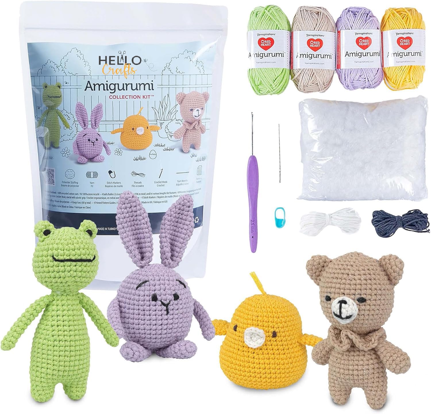 KNITTY CRITTERS - Pouch Pals - 4 Characters amigurumi Kits - Backyard