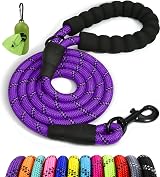 Taglory Rope Dog Lead 1.2 cm x 1.5 m Reflective Padded Handle Purple