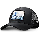 LIGHT SYNDICATE Great Wave Trucker Hat – Japanese Art Snapback · Structured 5-Panel Design · Wearable Art (Black)