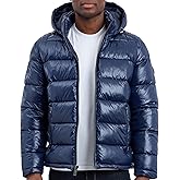 Michael Kors mens Shine Hooded Puffer Jacket, Heavy Winter Jackets for Men, Water Resistant
