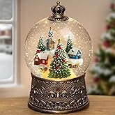 Flldsee Christmas Snow Globe Lantern, Glitter Musical Snowglobe Light with Timer, USB & Battery Powered Music Box, Village Church Christmas Tree Cardinal, Holiday Decorations Indoor Home Decor