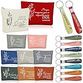 Fumete 20 Pcs Spanish Christian Valentines Gifts Bulk for Women Regalos Cristianos En Español Llavero Cristiano Para Mujer En Español Spanish Bible Verse Makeup Bags Keychain(Bright Color)